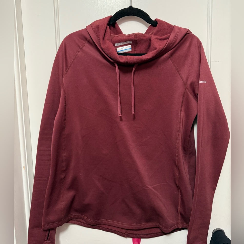 Women's OMNI-WICK Burgundy Cowl Neck Hoodie